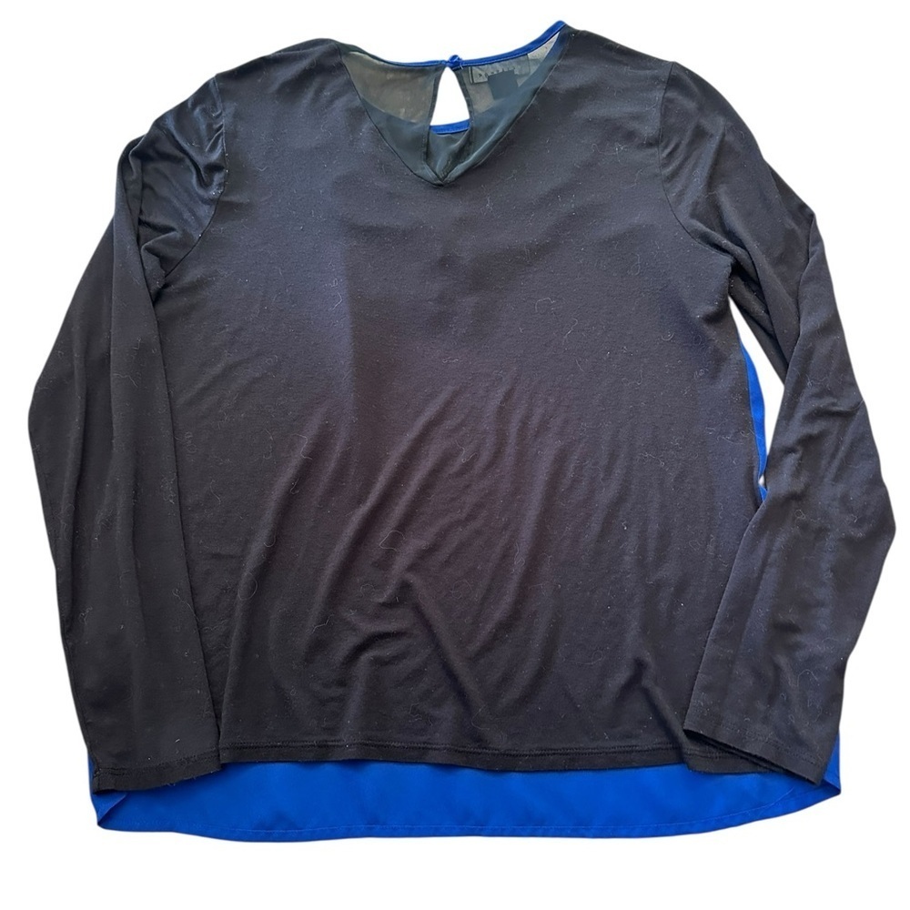 Metaphor along Sleeve Lace Detail Top - Womens Size Medium Blue Black - Picture 4 of 4